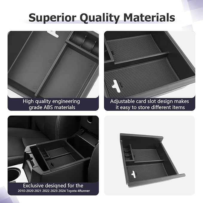 LUWU Center Console Organizer Tray Compatible with 2020-2025 2026 Kia Telluride/2010-2021 2022 2023 2024 Toyota 4Runner Accessories Armrest Console Organizer Armrest Organizer Insert Tray Black