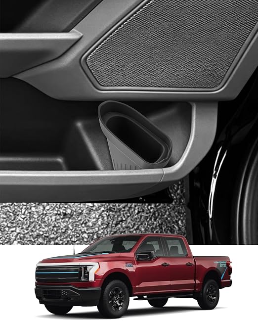 Silicone Car Trash Bin for Door 2026 F150 XLT Car Door Trashcan Trash Holder for 2022-2026 Ford F150 Lightning Accessories (Pro /XLT) Driver & Passenger Side Door Bin Door Pocket Flexible Convenient