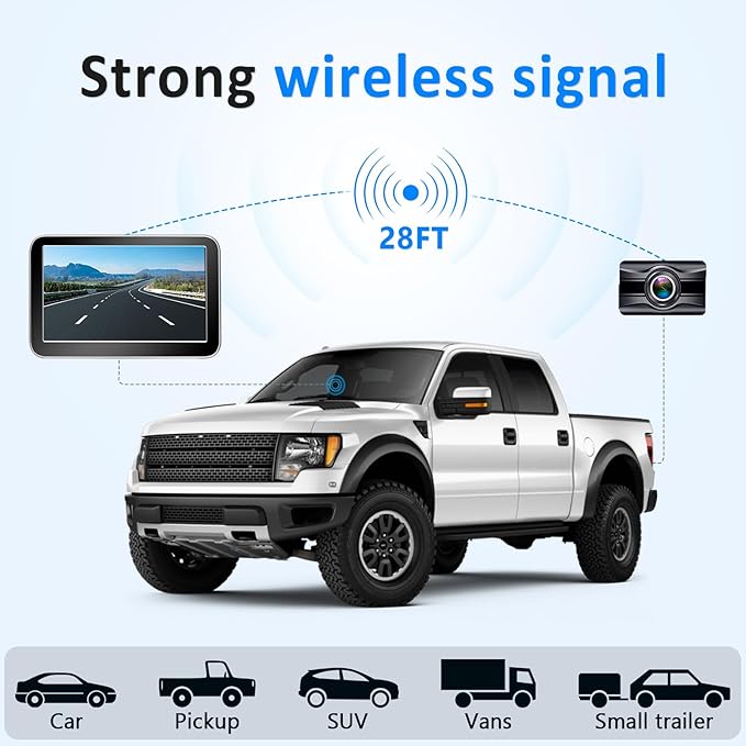 1080P HD Wireless Backup Camera 7 Inch: Clear Real-Time Rear View for Towing Campers, Trailers and 5th Wheels - Auto Night Vision, 12-Mins Easy Install for Truck & RV Owners