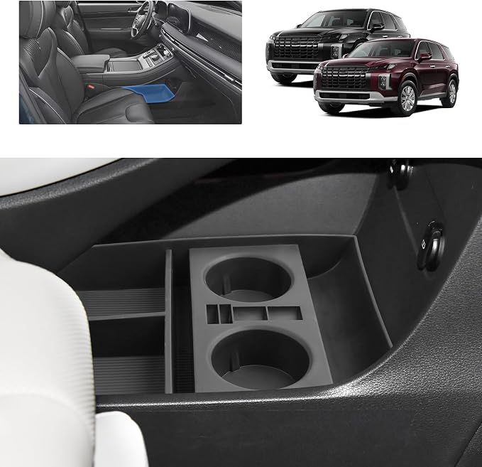 for 2024 Hyundai Palisade Lower Console Organizer for 2023-2025 Palisade SE/SEL/XRT/Limited/Calligraphy Under Console Tray Palisade Accessories (23-25 Palisade TPE Under Organizer w/Cup Holder)