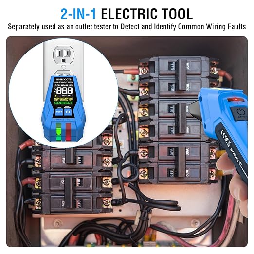 Circuit Breaker Finder, Digital Breaker Finder with GFCI Outlet Tester, AC 90-135V Electrical Circuit Tracer with Buzzer Alarm & Color LCD Display, Includes Batteries & Carrying Case