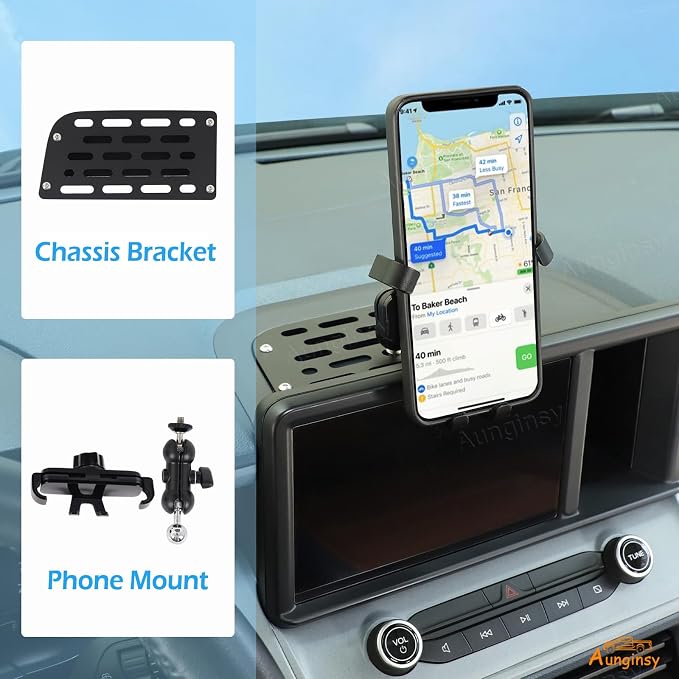 Aunginsy Center Console Dash Mount Phone Holder Compatible with Ford Maverick 2022 2023 2024, Car Dashboard Instrument Table Organizer Storage Tray Groove Panel Mobile Cell Phone Bracket Accessories