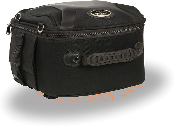 Milwaukee Leather MP8190 Small Black 'Sporty' Motorcycle Textile and PVC Sissy Bar Rack Bag - Small