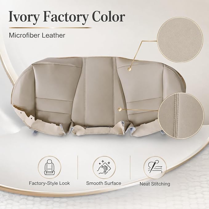 NLQR Back Car Seat Cover, Rear Bench Bottom Vinyl Cover Tan Compatible with Honda Accord 2008 2009 2010 2011 2012