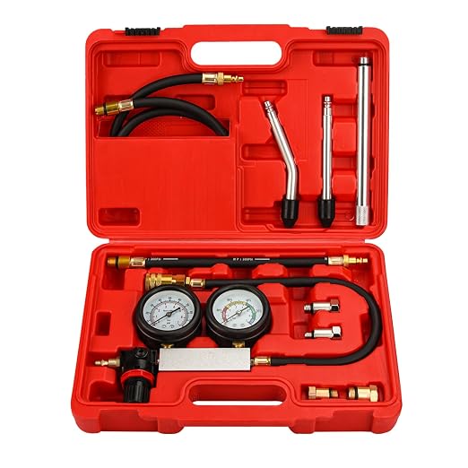 Cylinder Leak Down Tester Kit Dual Gauge Leakdown Detector Tool Set for Pressure Check & Leakage Rate Test Gasoline Engine Compression Leakdown Detector Leakage Test Set
