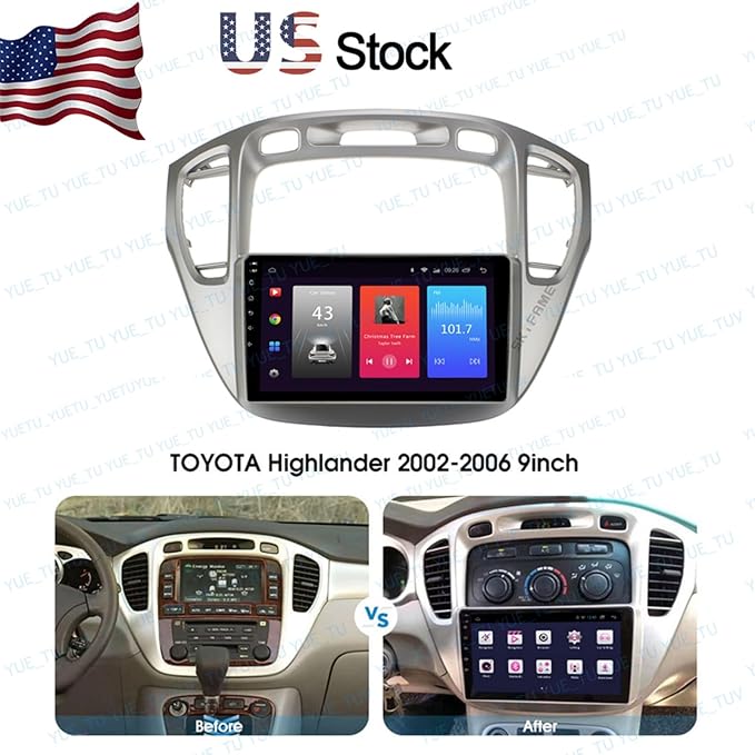 9inch 2DIN Installation Dash Kit fits for Toyota Highlander 2001-2007 Aftermarket Android Car Radio Stereo Mounting Fascia Panel
