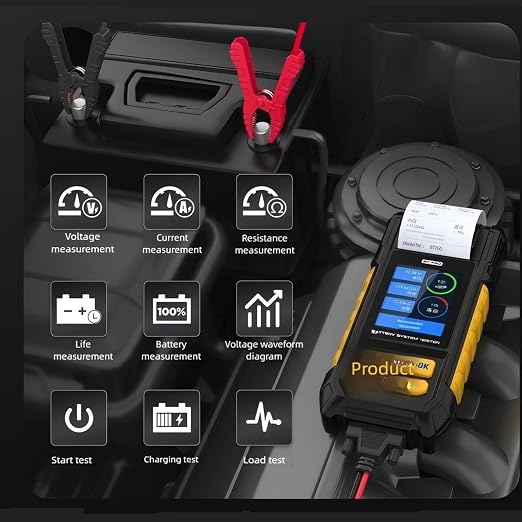 Keenso 12V Car Conductance Battery Tester,Auto Battery Analyzer with Built-in Printer for Truck Marine Motorcycle SUV Boat