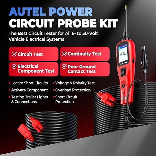 Autel PowerScan Circuit Tester 2026, Power Circuit Probe Tool，12V-24V Electrical Short Open Breaker Circuit Finder, AC/DC Voltage Resistance Duty Cycle Activating Component, w/ 20ft Extension Cable