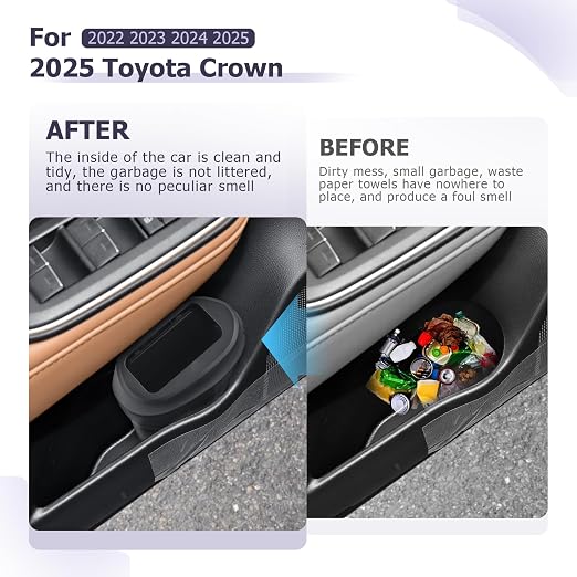 LUWU Car Trash Can Compatible with 2022-2025 Toyota Crown - Interior Accessory with Lid, Portable Mini Dustbin, Leak-Proof Garbage Bin 2PCS