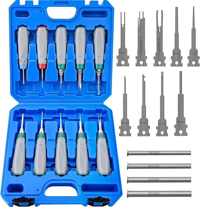 JRready Terminal Removal Tool Automotive Depinning Tool Kit - for TE, AMP, Delphi, Molex, Deutsch DT/DTM/DTP,JPT Connectors for Electrial Pin Extraction Release and Appliance Repairs