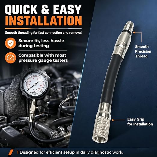 5608 Compression Tester 12mm Adapter Compatible with 2008 and Newer Ford 4.6L 5.4L 6.8L 3-Valve Engines with 12mm Spark Plug, Engine Cylinder Compression Test Adapter
