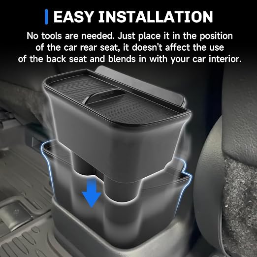 SXCY for 2025 2026 Toyota Sienna Trash Can for 2021-2026 Toyota Sienna Accessories Rear Seat [Not for Cool Box] [OEM-Fit] Waterproof Leak-Proof 2-in-1 Trash Bin & Organizer w/Lid Odor-Free Storage