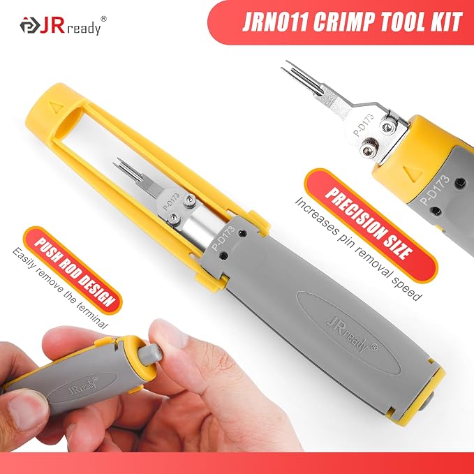JRready ST6545 Mini-Fit Jr. Ratchet Crimper Pin Extractor Tool Kit with 100Pairs Terminals 18-24AWG Electrical Automotive Wire Pin and Socket Standard Molex 4.2mm Pitch