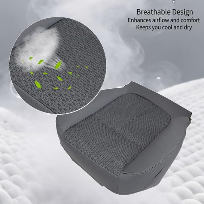 FZJDSD Steel Gray Driver Side Bottom Cloth Replacement Seat Cover & Seat Foam Cushion Compatible with Ford F250 F350 F450 F550 XLT 2011 2012 2013 2014 2015 2016