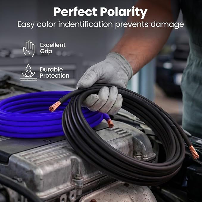 GEARit 4 Gauge Wire 25 ft Blue, 4 AWG Battery Cable CCA, Copper-Clad Aluminum Power Ground Wire for Car Audio Amp, Automotive, RV