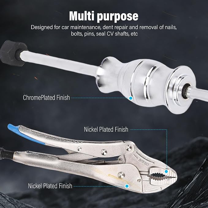 Slide Hammer Puller 9.8in Locking Pliers 2lb Slide Hammer Swivel Connector Tool for Nail Pin Seal CV Axle Disassemble