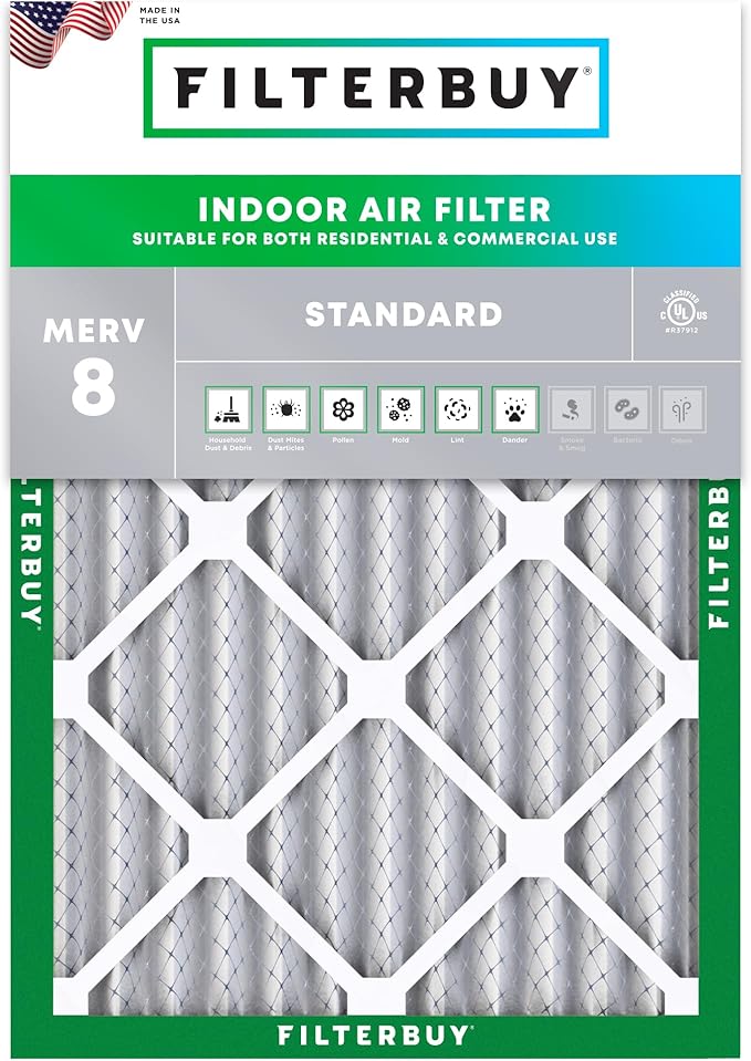 Filterbuy 28x30x2 Air Filter MERV 8 Essential Dust & Allergy Defense (1-Pack), Electrostatic Pleated HVAC AC Furnace Filters Replacement (Actual Size: 27.75 x 29.75 x 1.75)