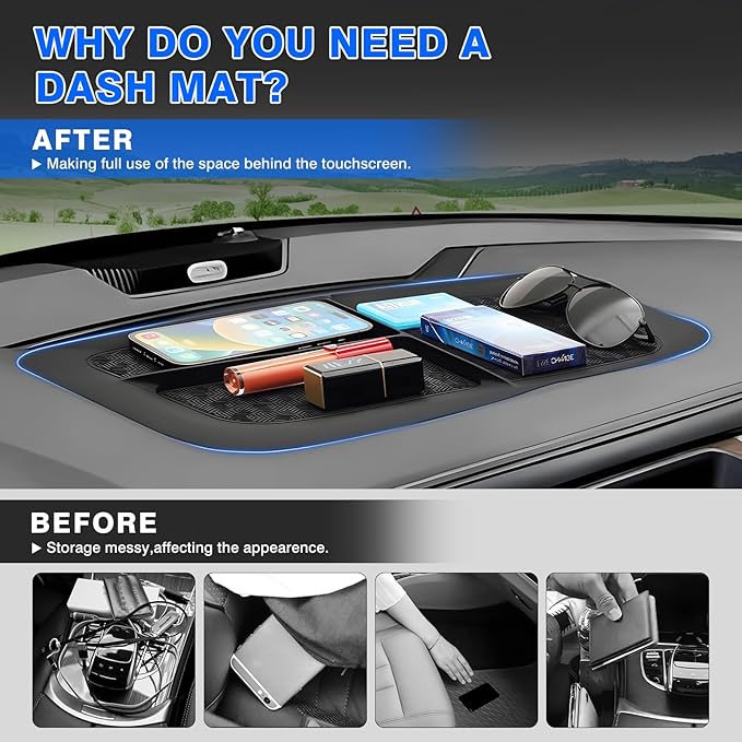 Autorder Dashboard Mat for 2011-2018 Dodge Ram 1500 2500 3500 Accessories Anti-Slip Mat Silicone Dash Mat for Ram Dash Liner Pad