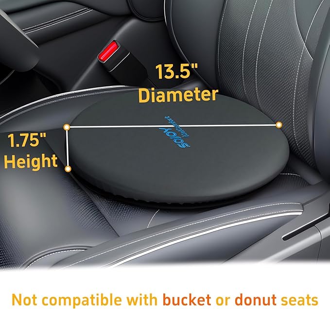 Sojoy iGelComfort Deluxe Gel Swivel Seat Cushion with Supportive Memory Foam 360 Degrees Rotating Seat Cushion for Home,Stool Chair,Office (Black, 15.5 * 15.5 * 2.5)
