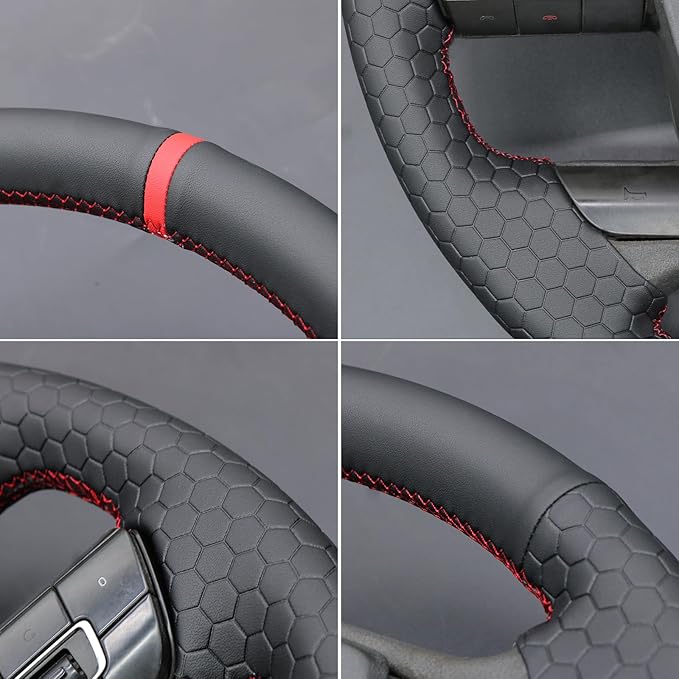MEWANT Hand Sewn Steering Wheel Cover Wrap for Volvo VNL VNR FM FH 2017-2025 Steering Wheel Accessories for Volvo FM