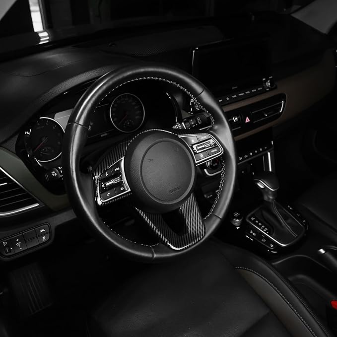 YOUTOOCAR Steering Wheel Cover Trim Compatible with Kia Seltos 2021-2023 Accessories (Carbon Fiber Pattern)