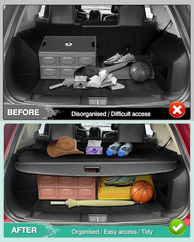 Powerty Cargo Cover for Jeep Patriot & Compass 2007-2016 Accessories Trunk Cover Retractable Trunk Shielding Shade Cargo Luggage Cover No Gap (Not Fit 2017 Jeep Patriot)
