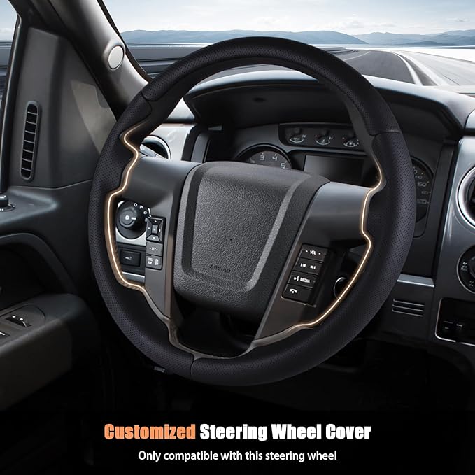 Steering Wheel Cover for Ford F150 2009-2014/Ford Expedition 2015-2017 Custom-fit Car Steering Wheel Cover for Ford Steering Wheel Protector