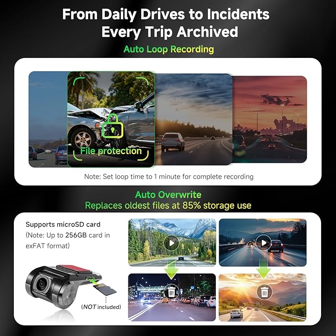 ATOTOZONE AC-44P2 1080P USB DVR On-Dash Camera, Auto Recording, Compatible with ATOTOZONE A5/A6/S8/P9/X10/V10/P10, Not F7/P8/P5