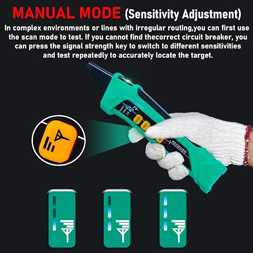Xin Tester AC Digital Circuit Breaker Tracer with Adaptor Integrated GFCI Outlet Tester, 90-120V NCV Electrical Circuit Finder Tool XT-33A Auto Scan Sensitivity Adjustable Electrician Tool