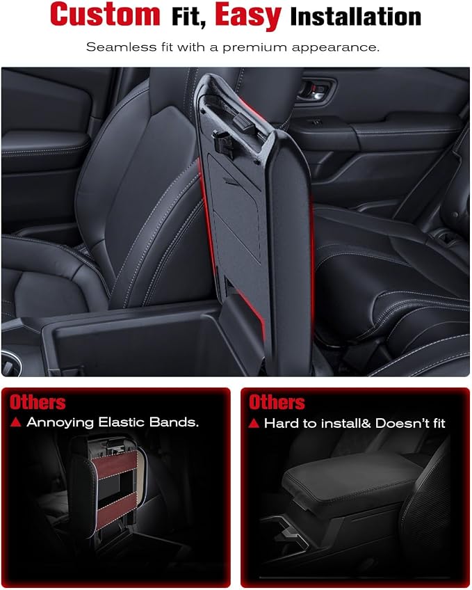 for 2023~2026 Honda Pilot/2024~2026 Passport&Ridgeline 2-in-1 Silicone Center Console Armrest Cover& Armrest Hidden Privacy Tray - [OEM Design& Friendly Liquid Silicone Rubber] - Thin Black