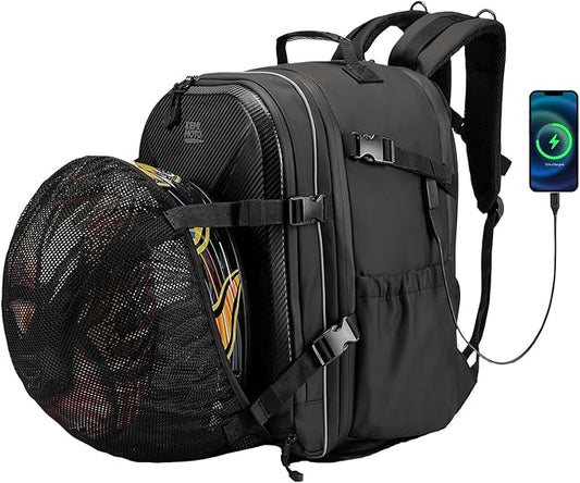 KEMIMOTO Motorcycle Helmet Backpack Bag, 40L Large Capacity Helmet Backpack Hard Shell with Expandable Storage and Rain Cover, USB Charging Port, Waterproof