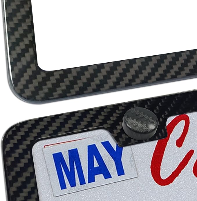 BGGTMO License Plate Frame Carbon Fiber - Stainless Steel License Plate Frames Handmade Covering 100% Real Carbon Fiber | Stainless Steel Tamper Proof License Plate Screws | Slim Frame Qty 1