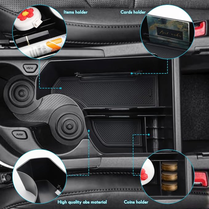 MARCHFA Center Console Organizer Tray Compatible for 2023 2024 2025 Kia NIRO with Cup Holders for Car Backseat