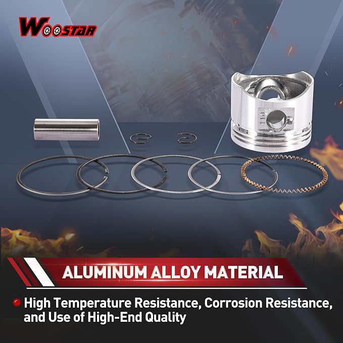 WOOSTAR 52.4mm Piston Ring Kit Replacement for 4 Stroke 110cc Chinese Taotao Coolster Engine ATV Go Kart Dirt Bike