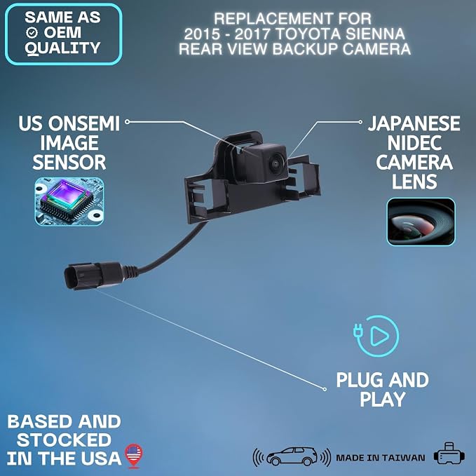 Backup Camera Replaces for 2015 2016 2017 Toyota Sienna OE Part # 8679008030 | 86790-08030