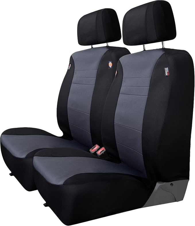 Dickies 2-Piece Aquablock Seat Covers, Water-Resistant Seat Covers for Cars, Trucks, SUVs — Black/Gray