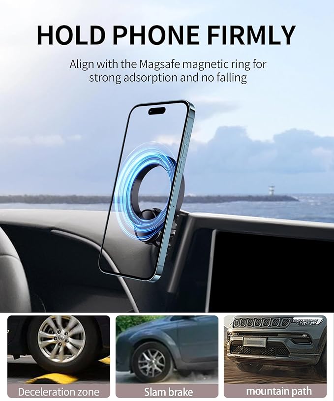 Car Phone Holder for Toyota Highlander 2020-2026 Accessories 8-Inch Screen Fixed Clip, 360° Rotation Phone Mount Compatible with MagSafe,Cell Phone Holder That Does Not Affect Air Vent