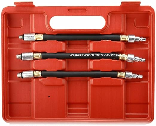 8MILELAKE Engine Cylinders Diagnostic Tester Compression Gauge Test Set with 4 Long Reach Hoses M10 M12 M14