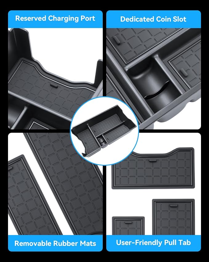 BIXUAN (2PCS 2026 RAV 4 Center Console Organizer for 2026 Toyota RAV 4 Armrest Box Insert& Armrest Bottom Mat Middle Console Storage Box 2026 RAV 4 Accessories