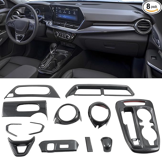 Interior Trim for Chevy Trax 2024-2026 Carbon Fiber Gear Shift Panel with Steering Wheel Trim AC Vent Cover