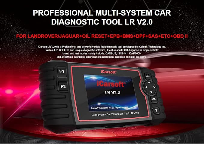 iCarsoft Professional Multi-System Auto Diagnostic Tool LR V2.0 Compatible for Landrover/Jaguar ABS SRS Oil Reset Update for LR II