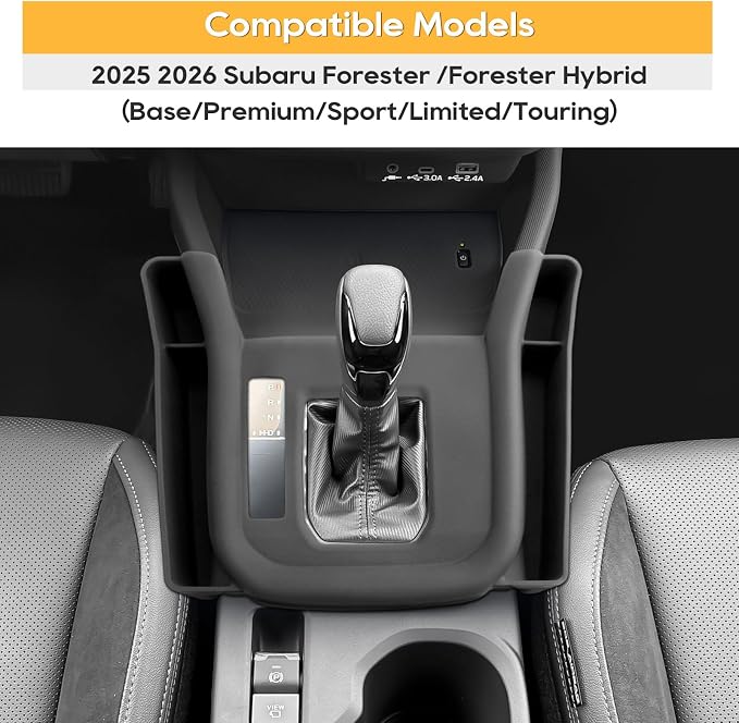 LFOTPP 2025 Forester Center Console Organizer - for 2025 Subaru Forester(Premium/Sport/Limited/Touring)-Gear Shift Cover Silicone Tray for 2025 Forester Accessories (Not for Base & Wildness)