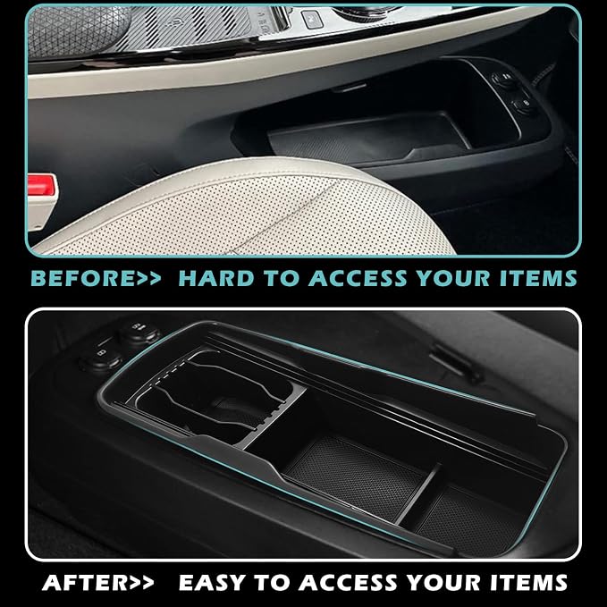 BestEvMod Lower Center Console Slide Cover Organizer Tray Compatible with 2026 2025 2024 2023 2022 EV6 Accessories Push-Pull Storage Box Protect Privacy (Slide Cover Version)