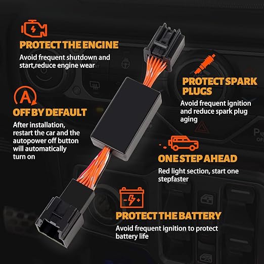 MAIKER Auto Start Stop Eliminator for Jeep Wrangler JL JLU 2018–2024 – Plug-and-Play OBD Module with Default Memory Function, 2 Rows × 6 Pins Connector (Not fit 4XE)