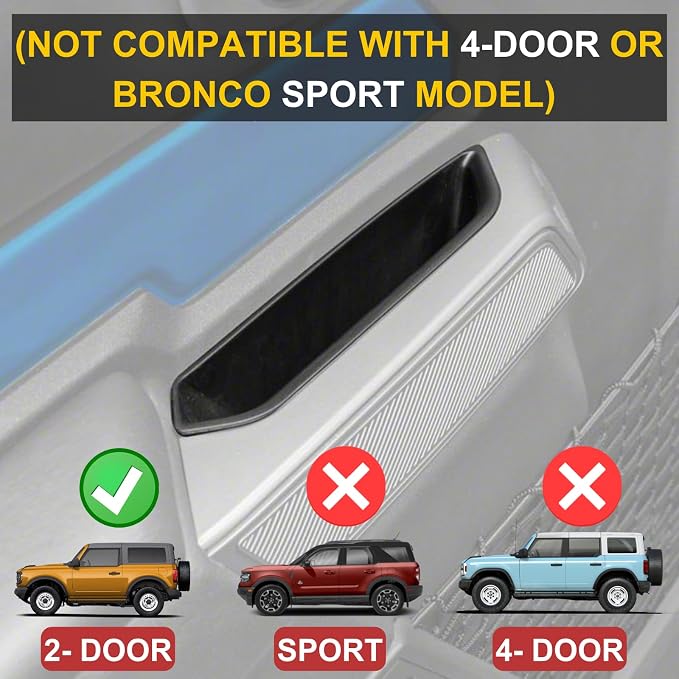 2-Door Handle Storage Compatible with 2025 2024 2023 2022 2021 Ford Bronco Interior Accessories 2 Door Front Grab Handle Pockets Organizer - ABS Plastic (Not for Bronco Sport)