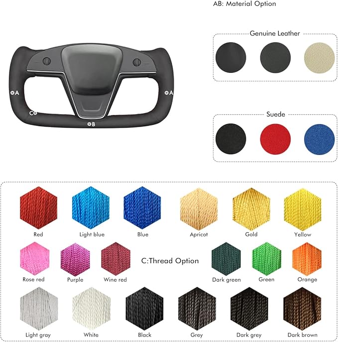 MEWANT Stitching Steering Wheel Cover for Tesla Model S Yoke Model X Tesla Yoke Steering Wheel Wrap Model S Accessories