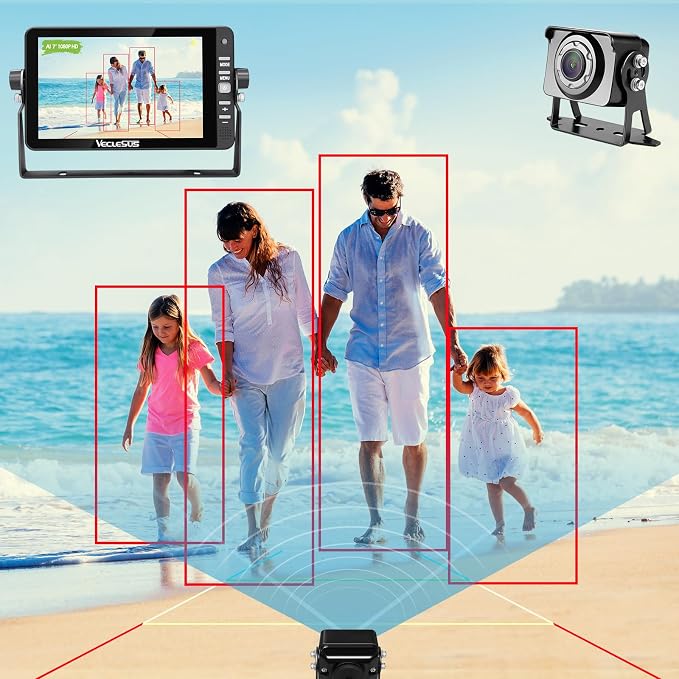 Vehicle Backup AI Camera VECLESUS VC6 HD1080P AI Camera with WiFi Automatic Detection of Pedestrians and Vehicles,Automatic Distance,AI Night Vision(Sufficient Lighting),Waterproof for Vehicle