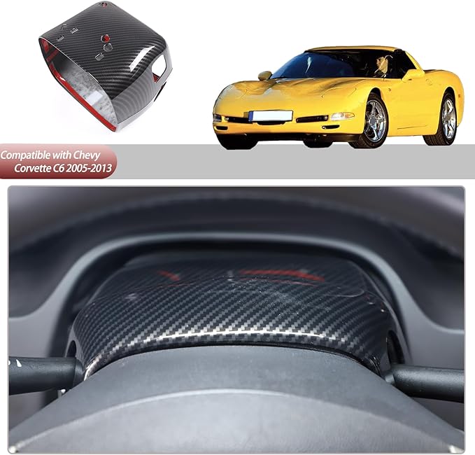 Steering Column Cover Trim Kit Compatible with Chevy Corvette C6 2005-2013, Carbon Fiber Pattern Steering Wheel Base Trim Cover Accessories (Carbon Fiber Pattern)