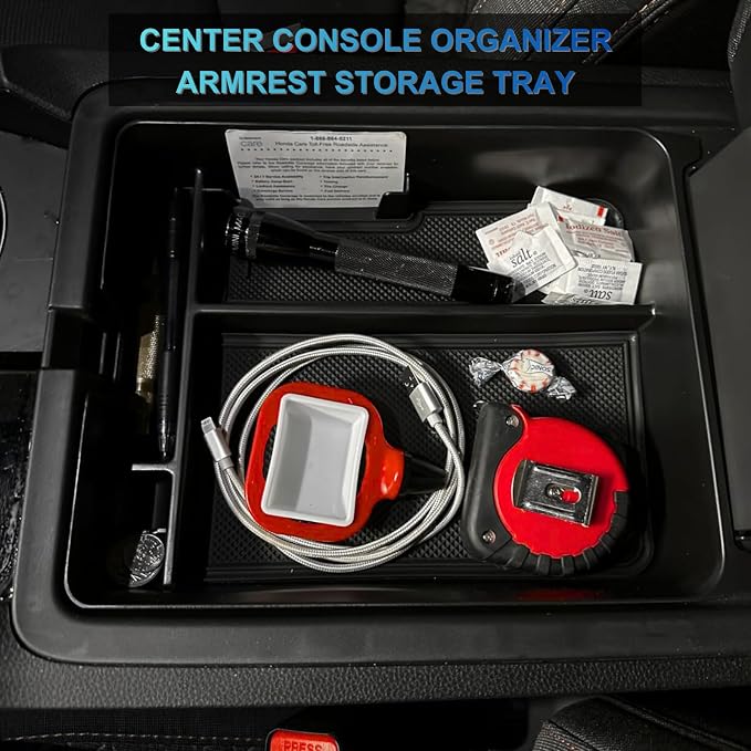 3Pcs Center Console Organizer Set for 2024-2026 Honda Passport/Ridgeline/2023-2026 Honda Pilot Interior Accessories Console Divider & Armrest Hidden Compartment Storage Box