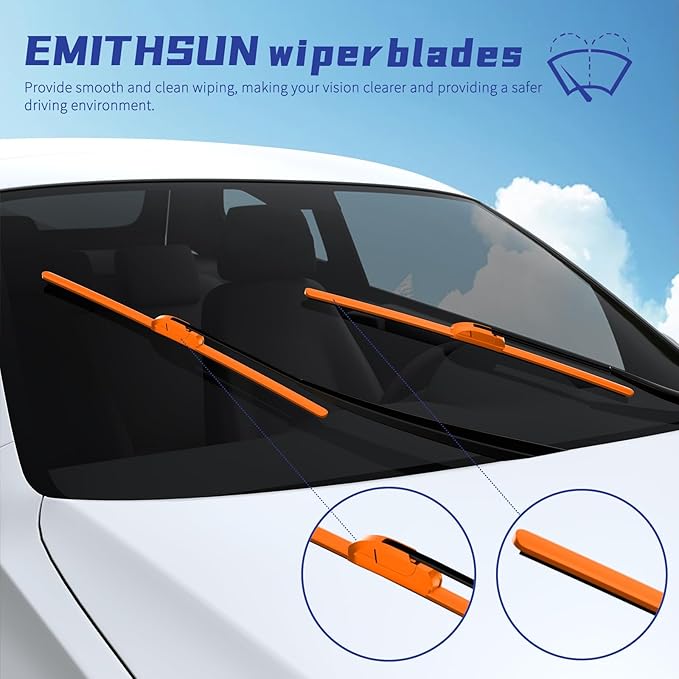 OEM QUALITY 26" + 16" Premium All-Seasons Durable Stable And Quiet Orange Windshield Wiper Blades (Set of 2)